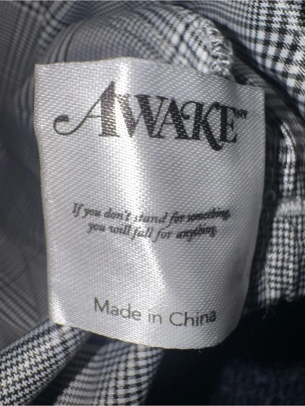 Awake Gray Plaid Crewneck with Black Rib Trim